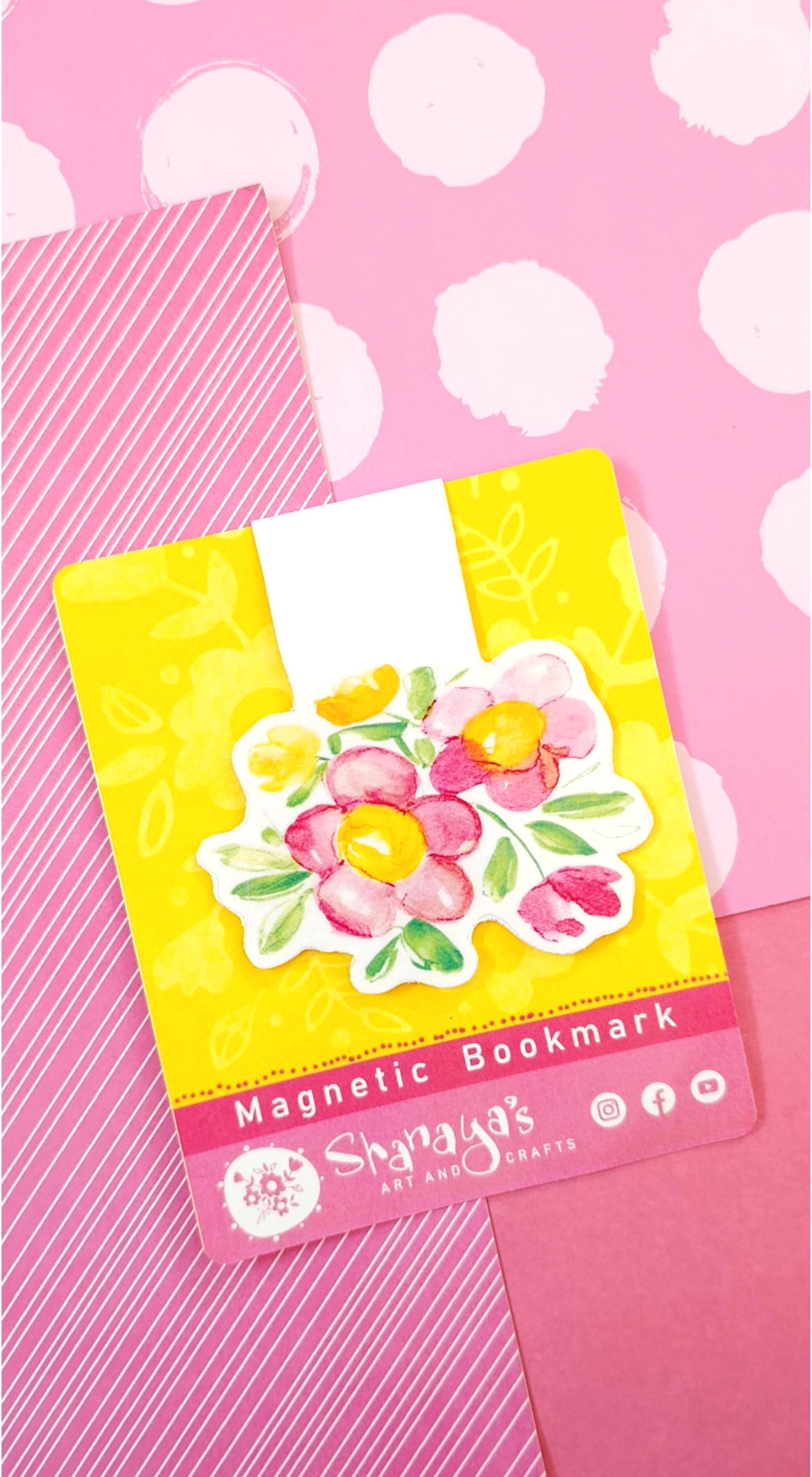 "Pink Flowers" Magnetic Bookmark