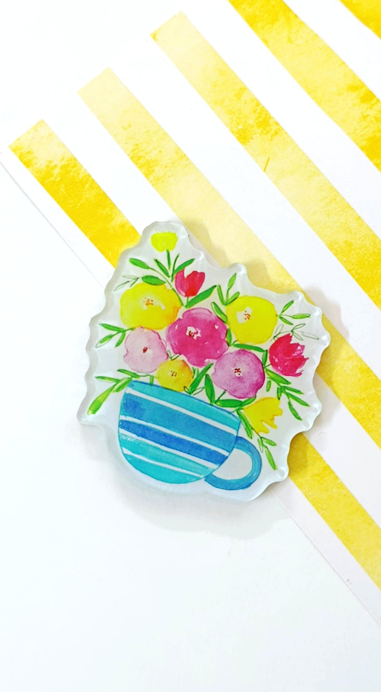"Flower Teacup" Fridge Magnet