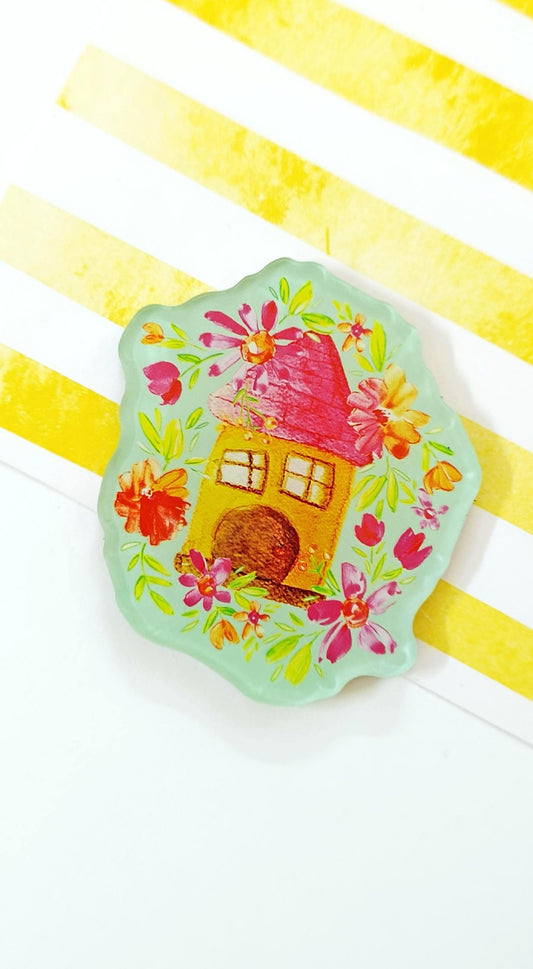 "Flower House" Fridge Magnet